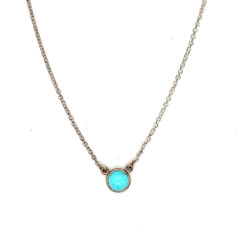 Elsa Peretti Tiffany & Co Color By the yard 925 Silver Turquoise Necklace 16"